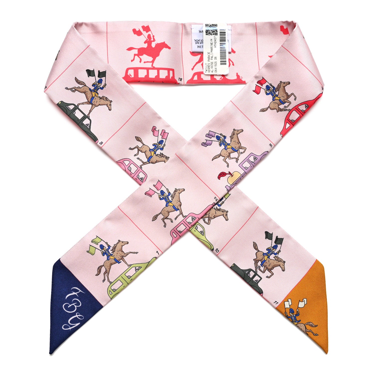 Hermes Silk Parade CG Twilly Rose Pale Marine Multicolor 1 of 5
