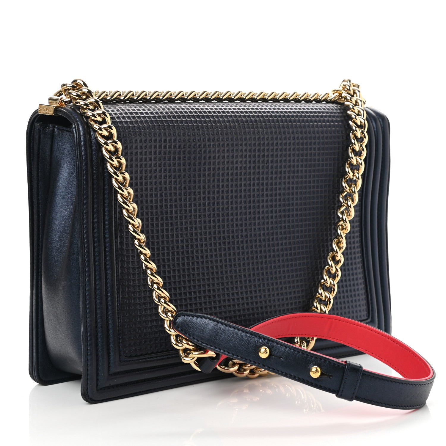 Chanel Lambskin Embossed New Medium Boy Cube Flap Navy 2 of 10