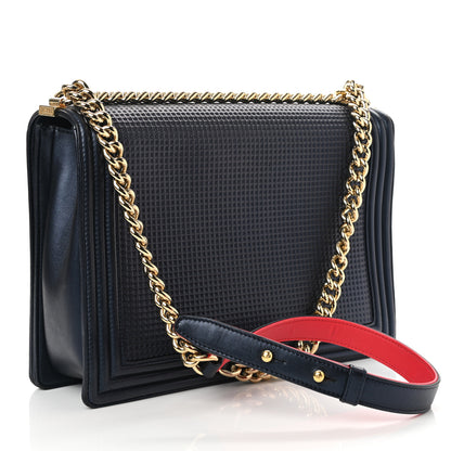 Chanel Lambskin Embossed New Medium Boy Cube Flap Navy 2 of 10