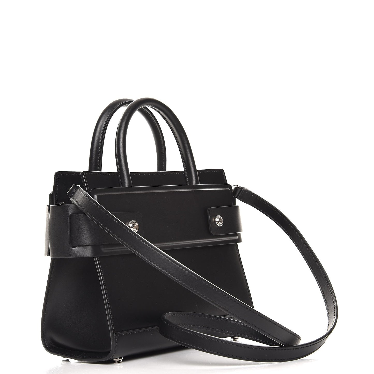 Smooth Calfskin Mini Horizon Satchel Black