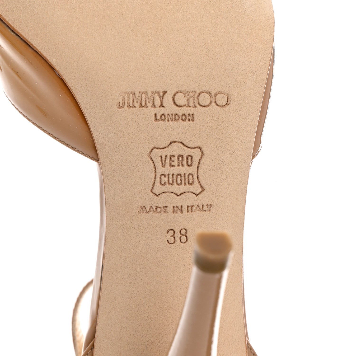Jimmy Choo Patent Calfskin Sandals 38 Nude 7 of 8