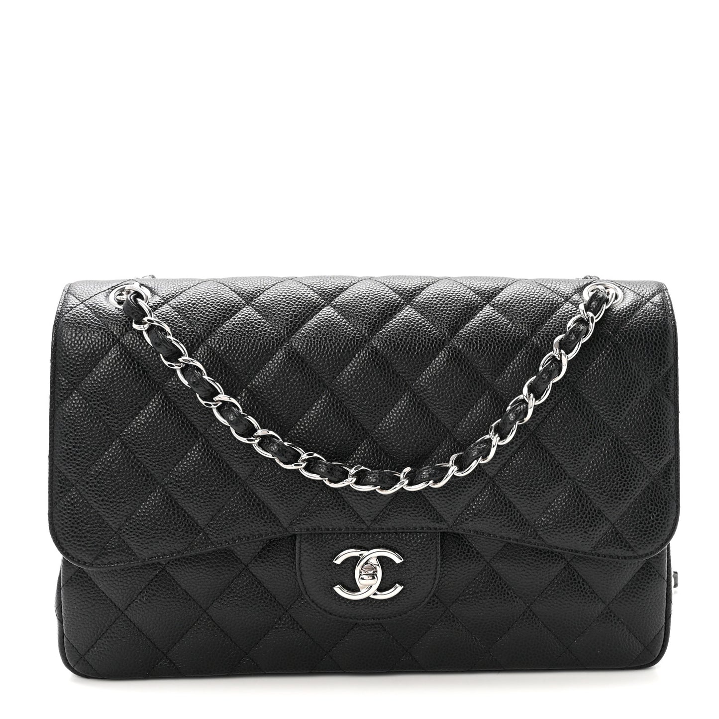 Caviar Quilted Jumbo Double Flap Black