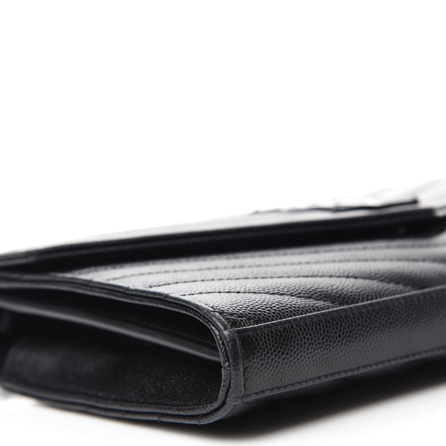 Grain De Poudre Matelasse Chevron Monogram Chain Wallet Black