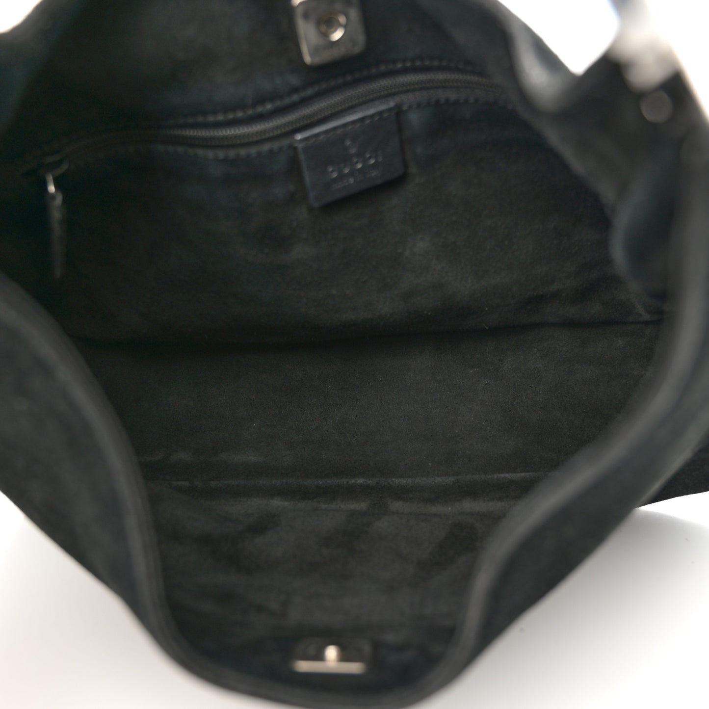 Suede Logo Hobo Bag Black
