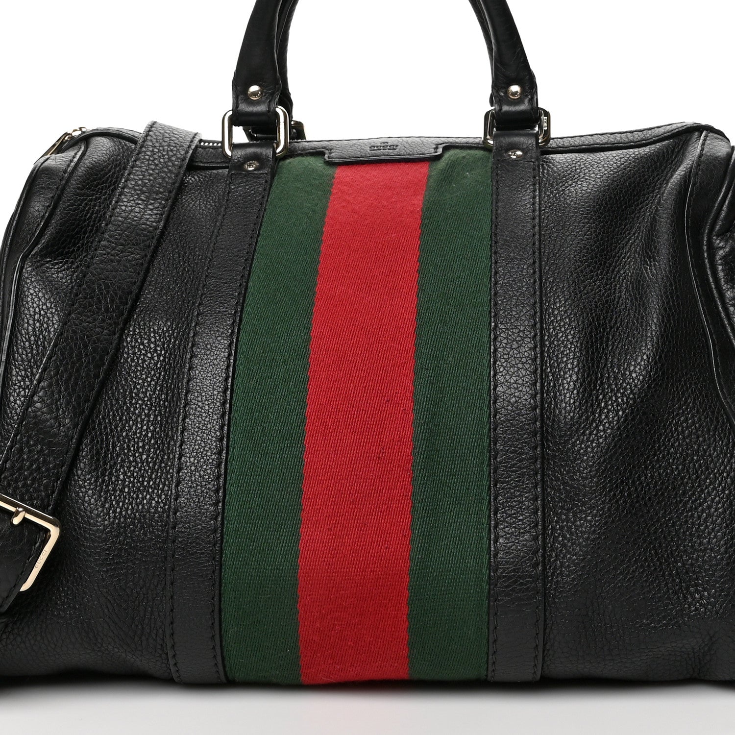 Gucci Calfskin Vintage Web Medium Boston Black 9 of 14