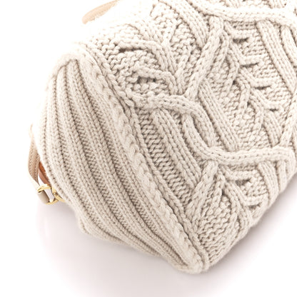 Loro Piana Cashmere Cable Knit Pontaccio Puffy Pouch Clutch Bag Beige 8 of 9