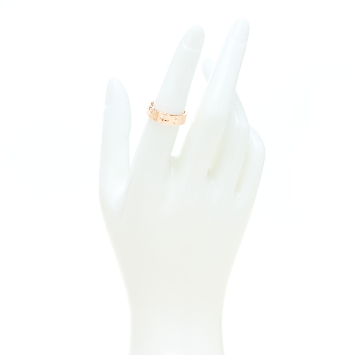 Hermes 18K Rose Gold Diamond PM Kelly Ring 52 6 2 of 4