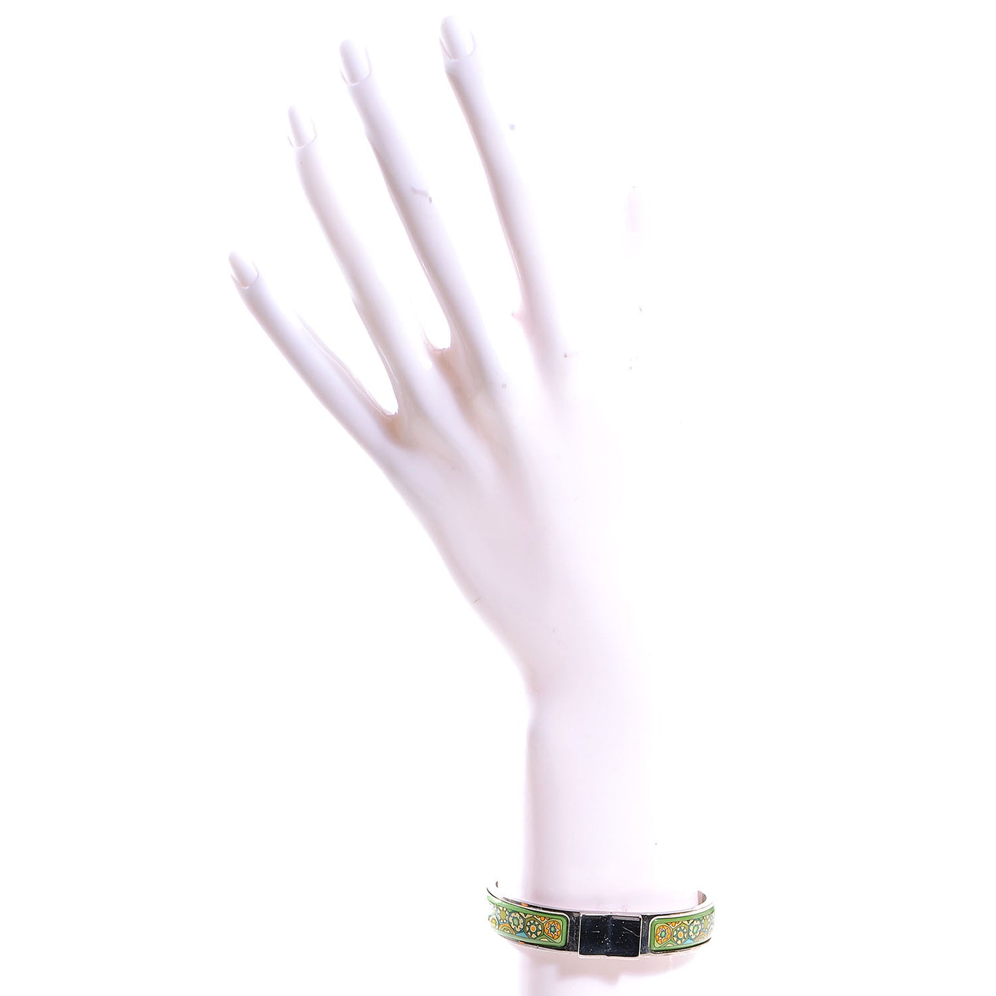 Enamel Printed Narrow Millefiori Bracelet 62 Green