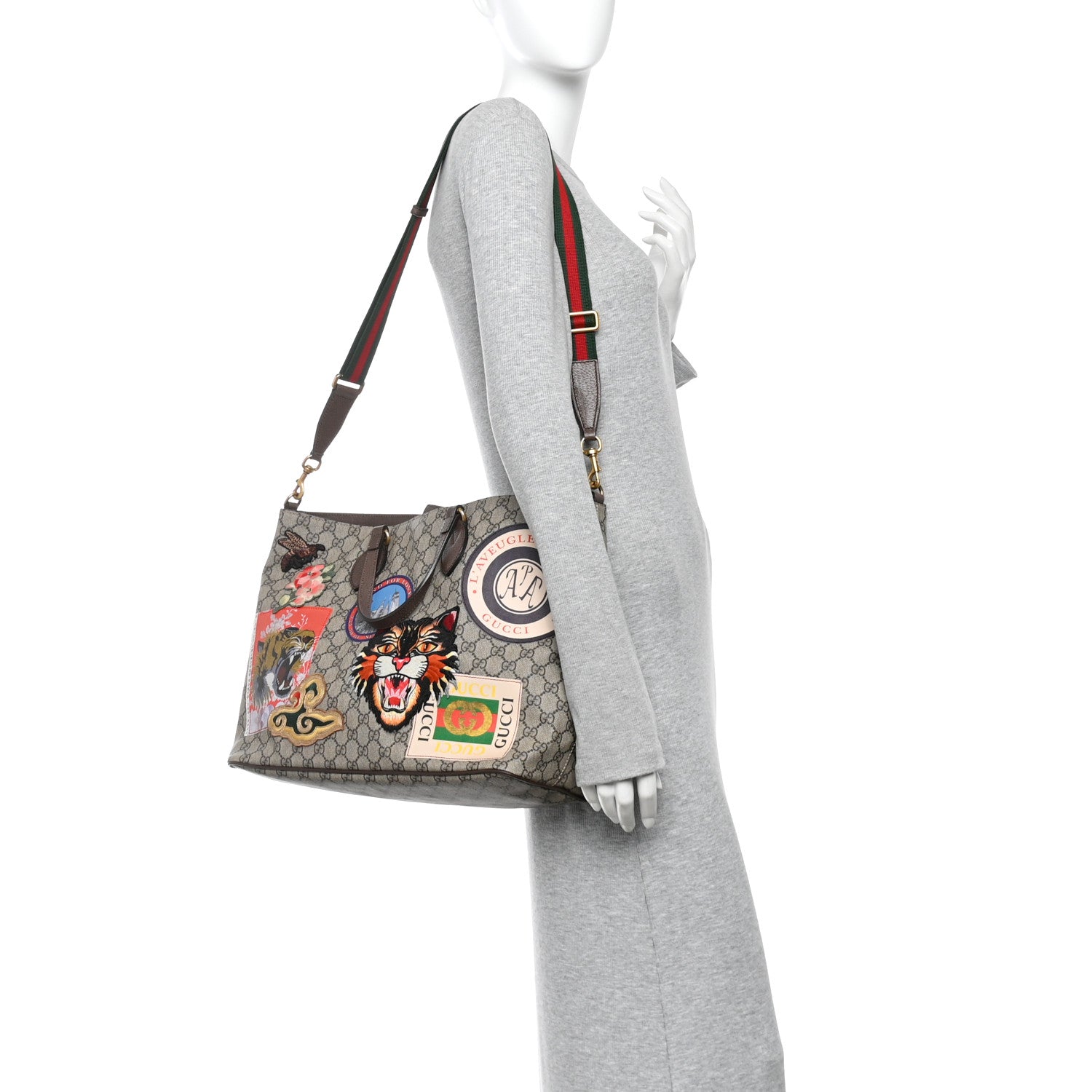 Gucci Soft GG Supreme Monogram Courrier Medium Crossbody Tote Beige New Acero 2 of 14