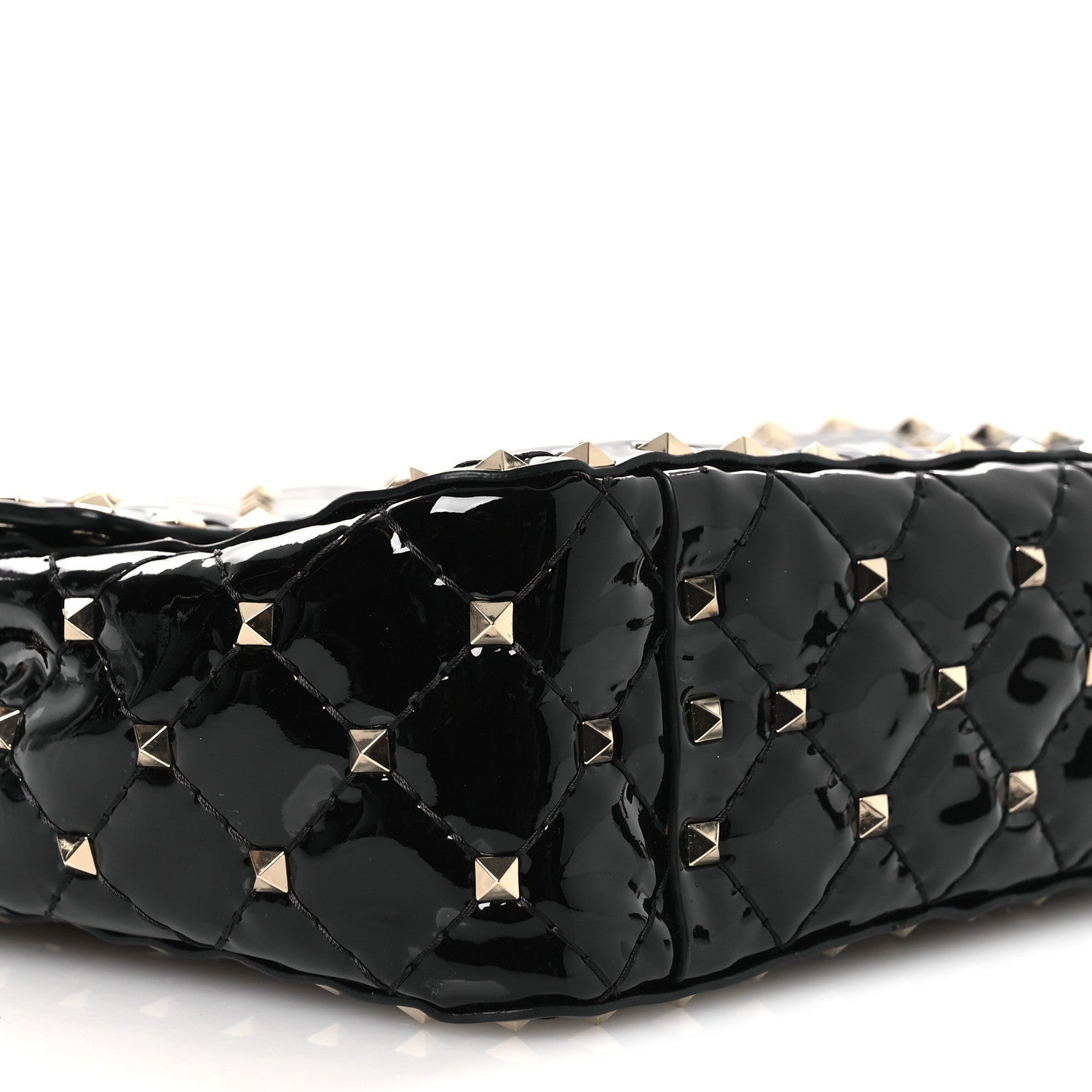 Valentino Garavani Patent Medium Rockstud Spike Shoulder Bag Black 8 of 10