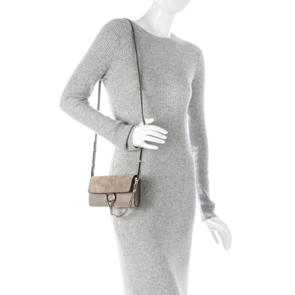 Chloe Suede Calfskin Mini Faye Shoulder Bag Motty Grey 2 of 6