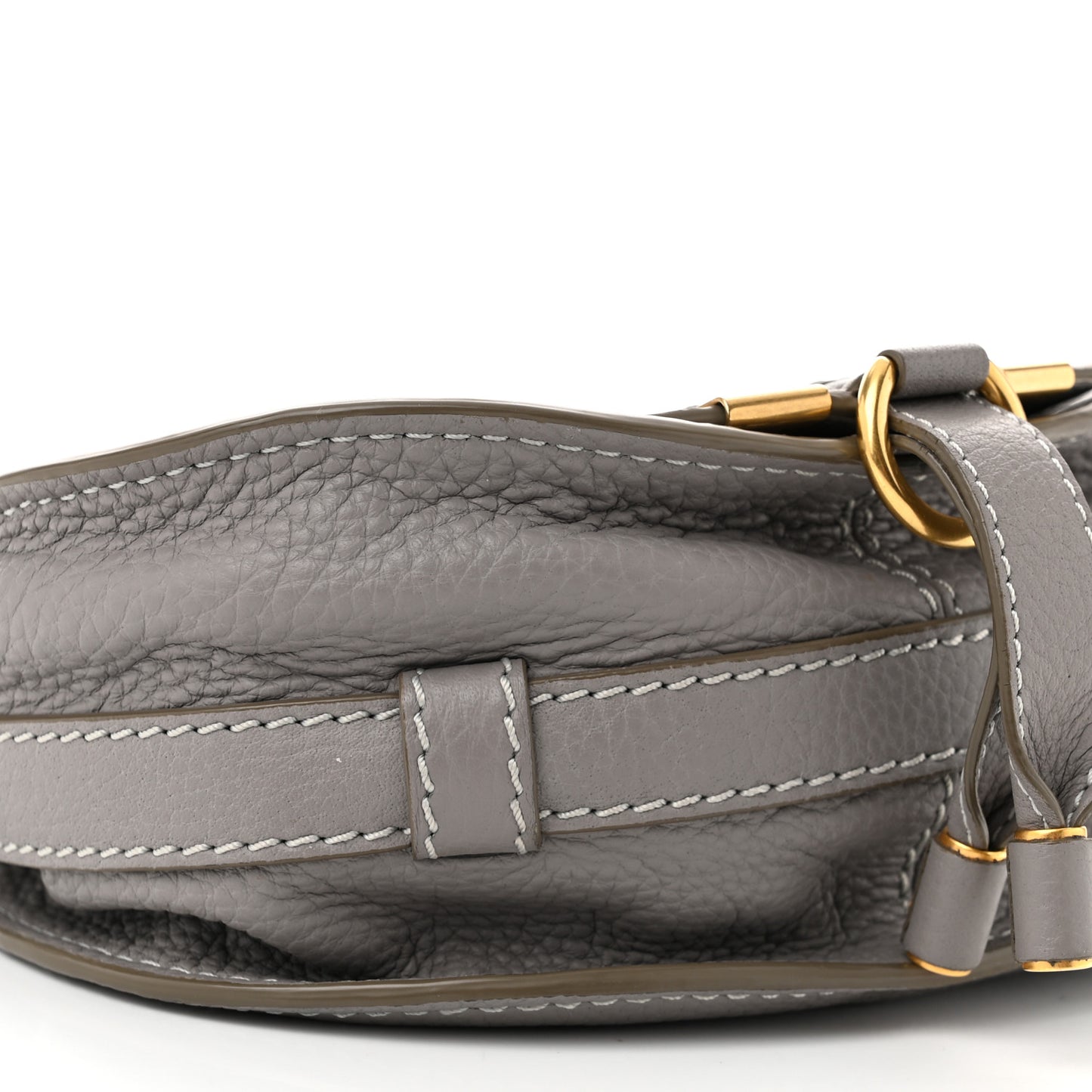 Grained Calfskin Small Marcie Saddle Bag Cashmere Grey