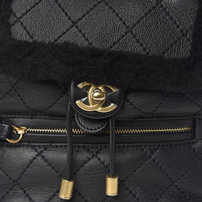 Chanel Lambskin Shearling Quilted CC Backpack Black 9 of 9