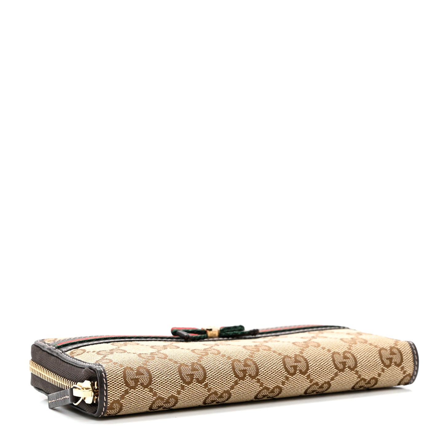 Monogram Bow Zip Around Wallet Brown