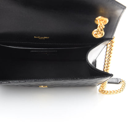 Saint Laurent Grain De Poudre Textured Mixed Matelasse Triquilt Medium Monogram Satchel Black 6 of 11