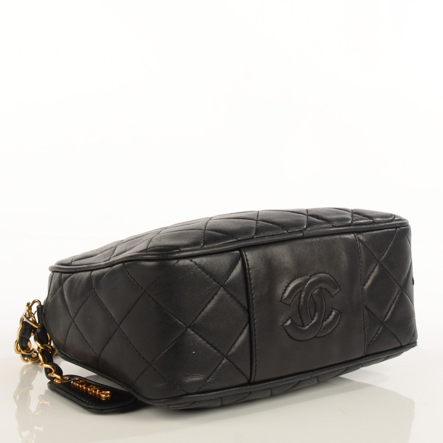 Lambskin Quilted Shoulder Bag Black