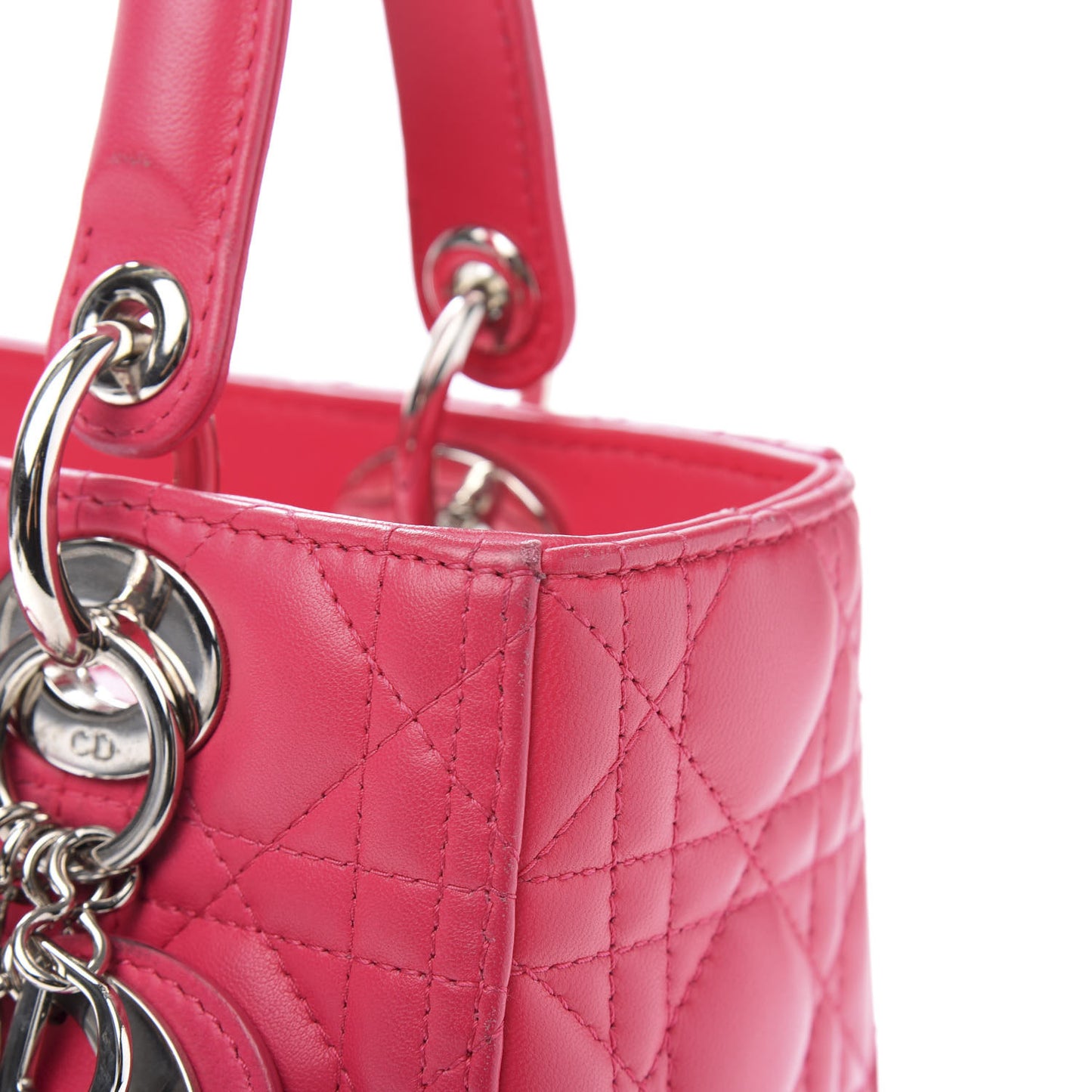 Lambskin Cannage Medium Lady Dior Fuchsia