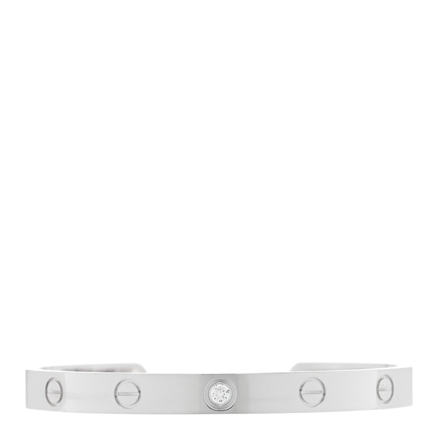Cartier 18K White Gold 1 Diamond LOVE Cuff Bracelet 17 1 of 3