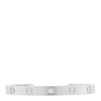 Cartier 18K White Gold 1 Diamond LOVE Cuff Bracelet 17 1 of 3