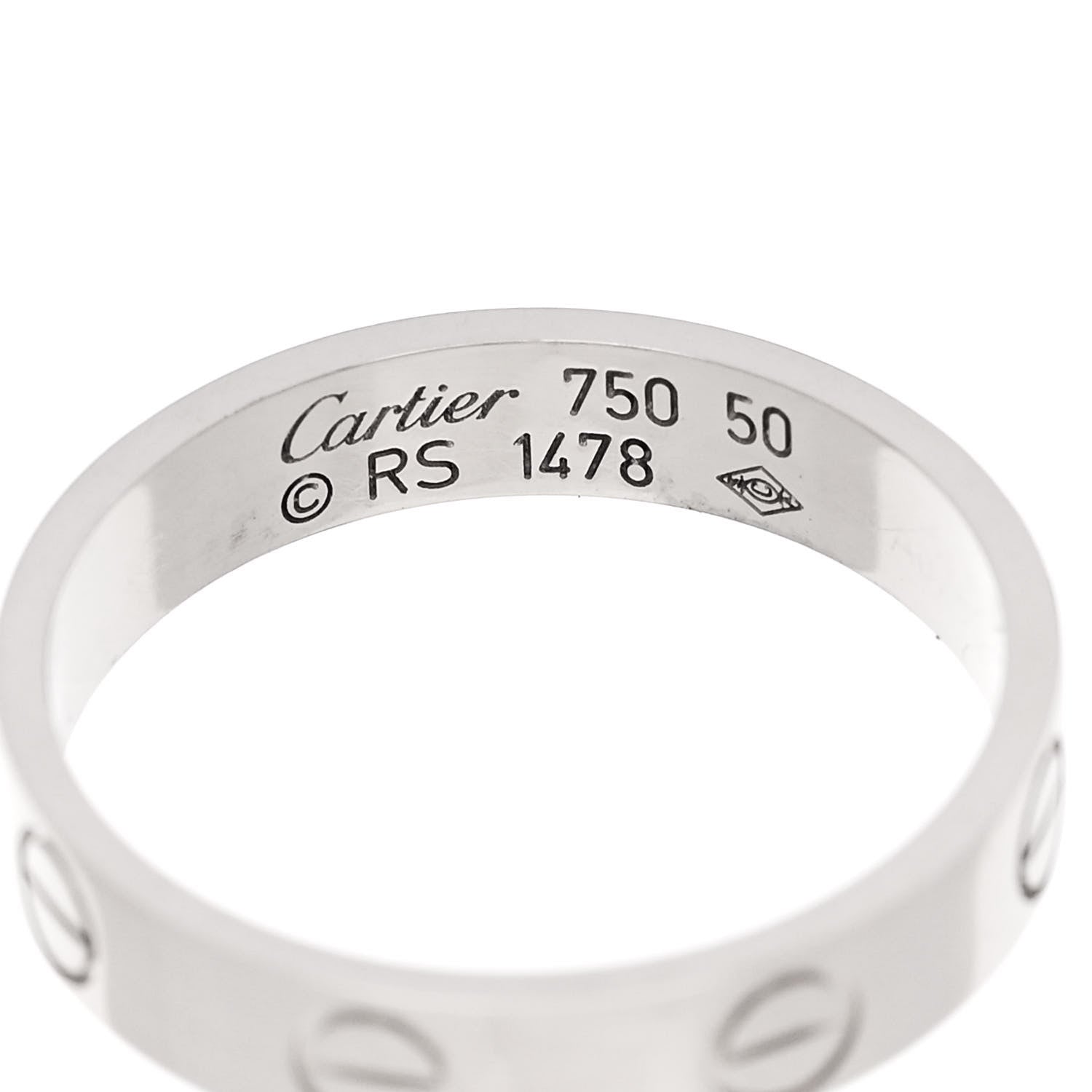 Cartier 18K White Gold 3.5mm LOVE Wedding Band Ring 50 5.25 4 of 6