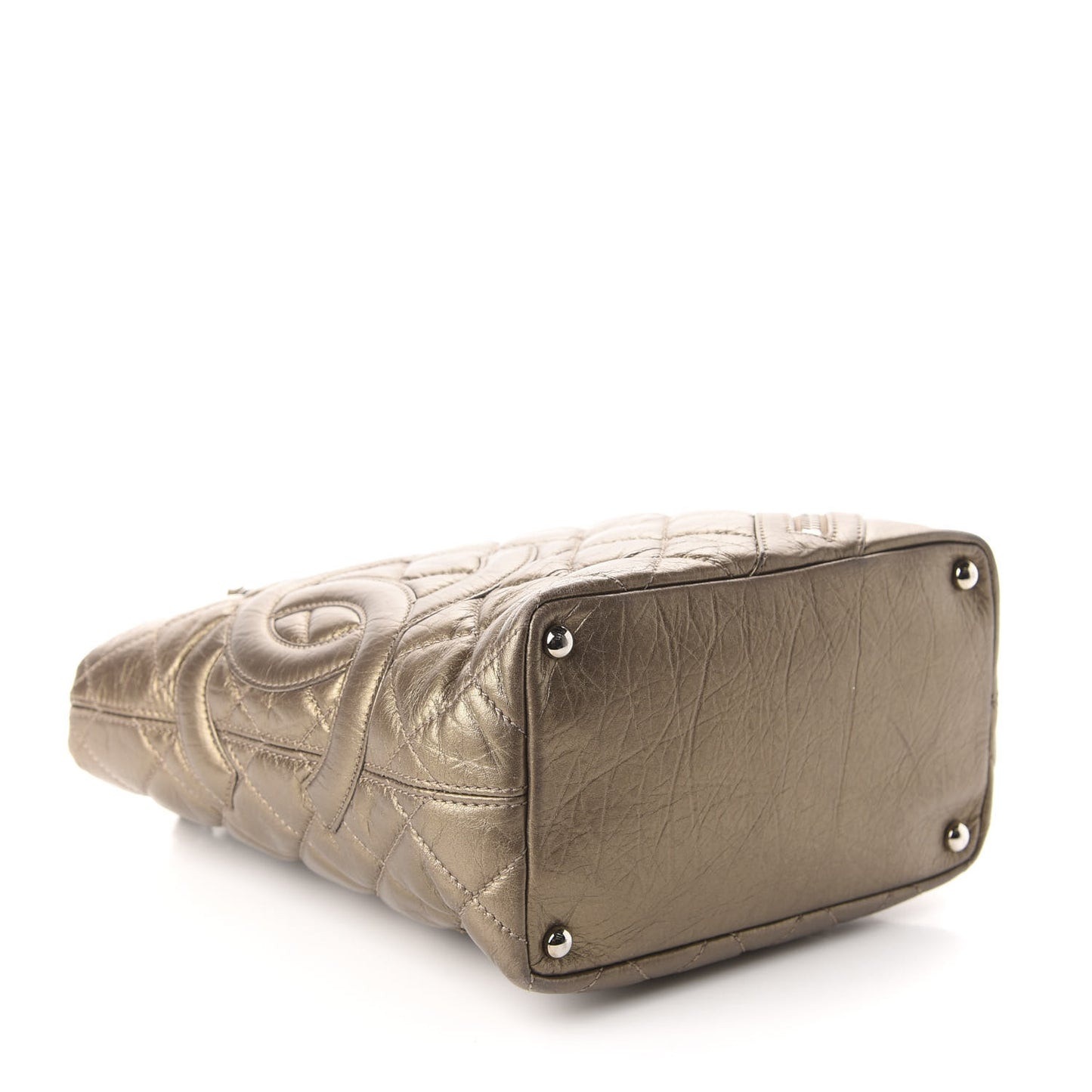 Metallic Aged Calfskin Quilted Medium Cotton Club Tote Bronze