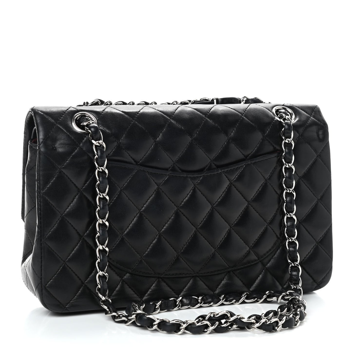 Lambskin Quilted Medium Double Flap Black