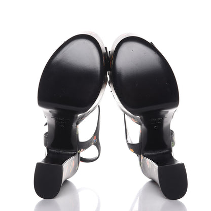 Saint Laurent Calfskin Prairie Printed Candy 85 Platform Sandals 39 Black 5 of 7