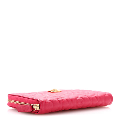 Chanel Caviar Camellia Embossed Medium Zip Around Gusset Wallet Pink 4 of 10