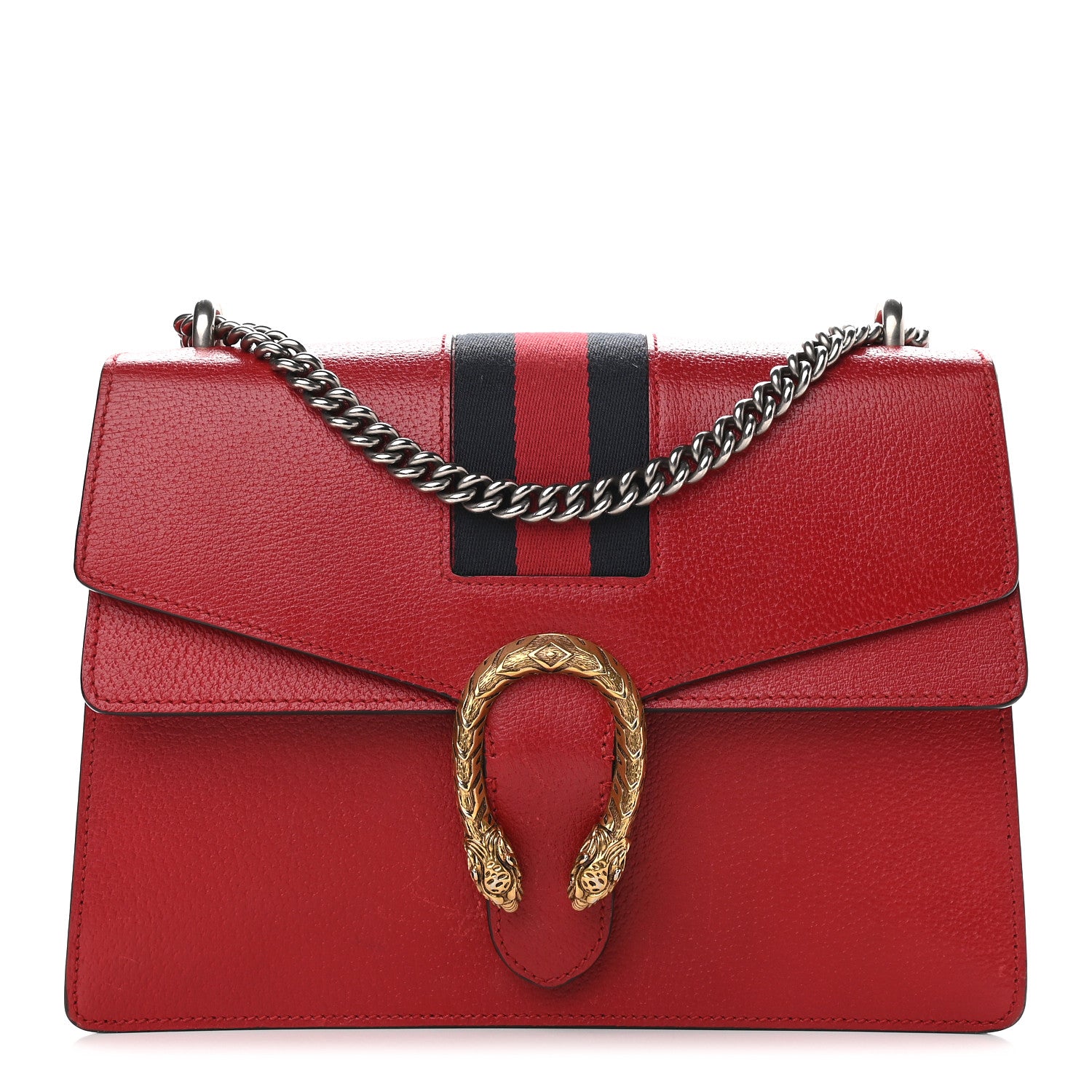 Gucci Textured Calfskin Web Medium Dionysus Shoulder Bag Hibiscus Red 1 of 10