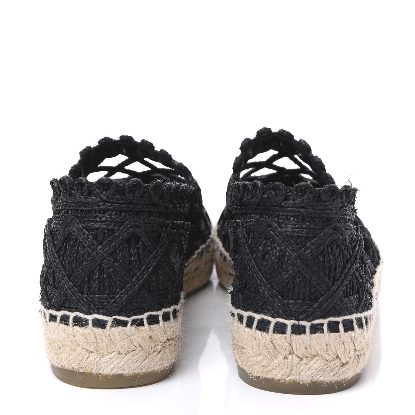 Woven Fabric Grosgrain CC Espadrilles 38 Black