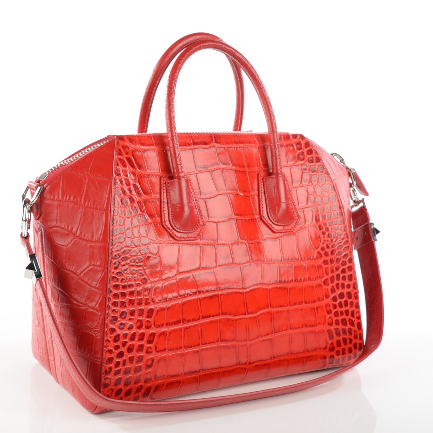 Calfskin Crocodile Embossed Medium Antigona Red
