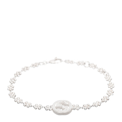Gucci Sterling Silver Interlocking GG Beaded Flower Bracelet 1 of 4
