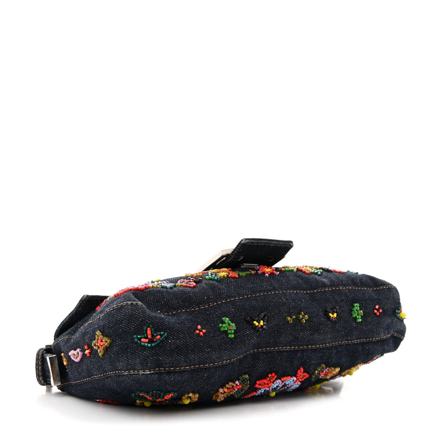 Denim Ricami Beaded Baguette Blue