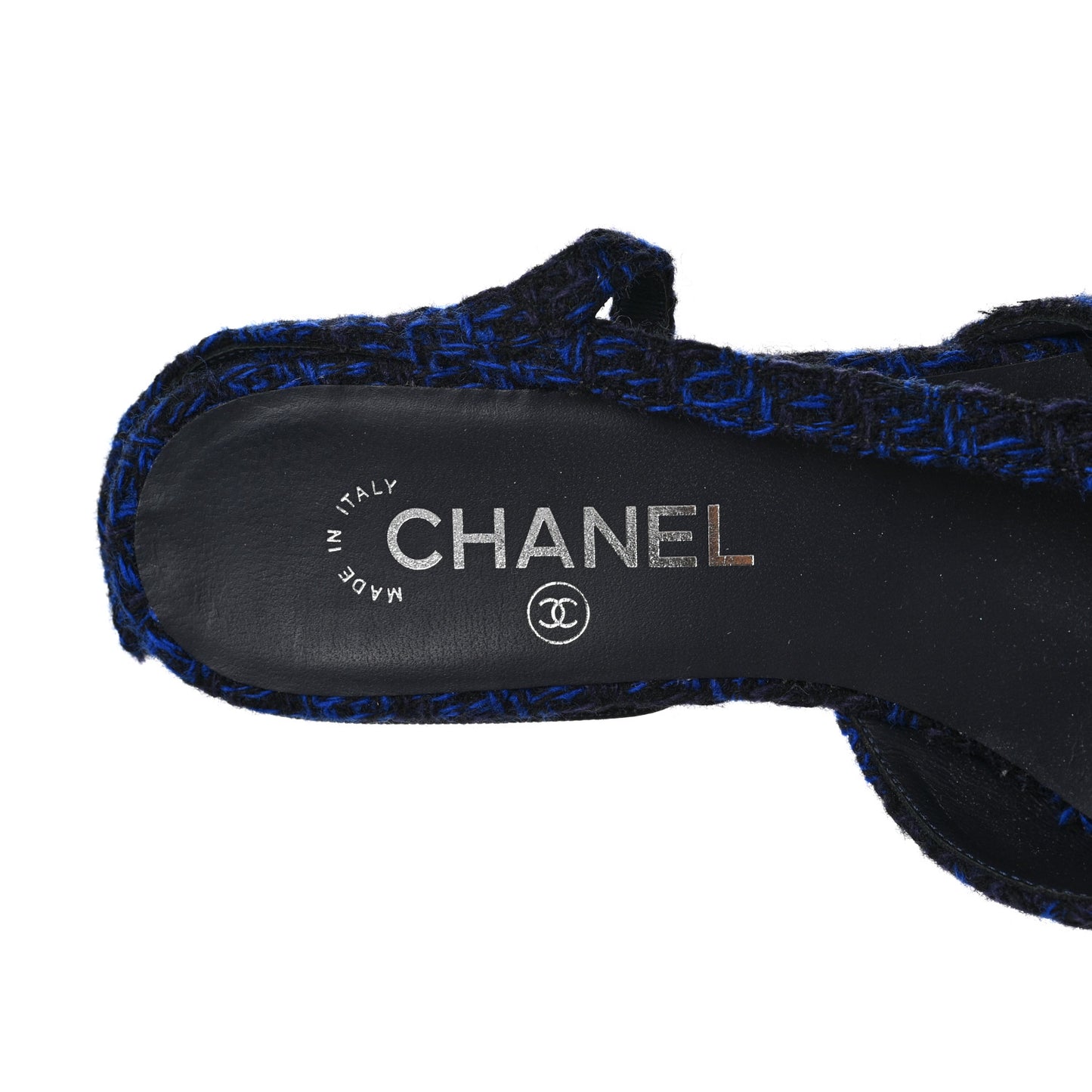 Tweed Cap Toe Slingback Flats 39 Blue Black