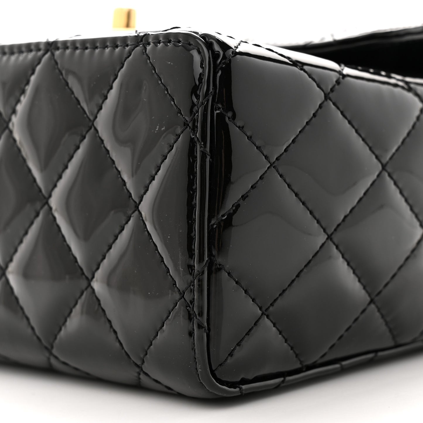 Patent Quilted Small Flap Black