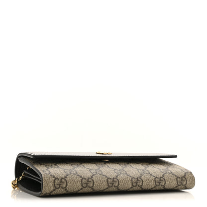 Gucci Dollar Calfskin GG Supreme Monogram Petite GG Marmont Wallet Chain Bag Black Beige Ebony 4 of 11