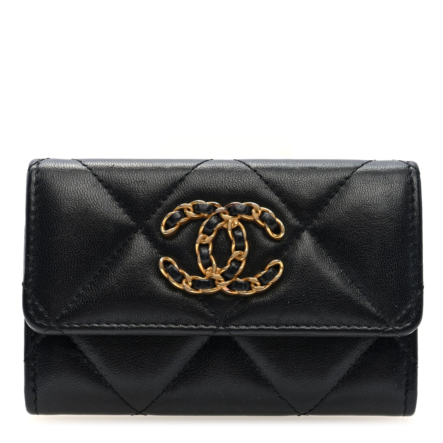 Chanel Lambskin Quilted Chanel 19 Flap Card Holder Black 1 of 8