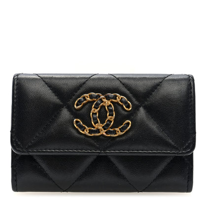 Chanel Lambskin Quilted Chanel 19 Flap Card Holder Black 1 of 8