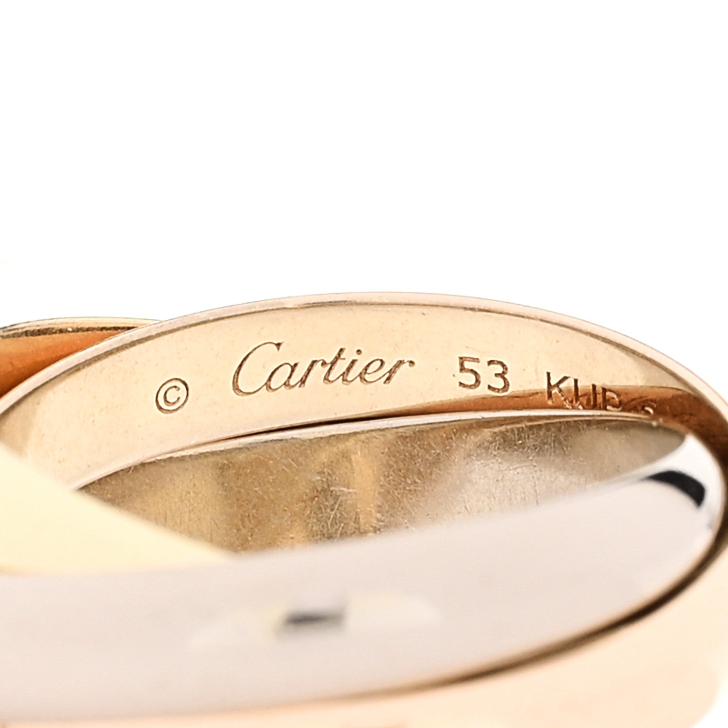 Cartier 18K Pink Yellow White Gold Classic Trinity Ring 53 6.5 4 of 5
