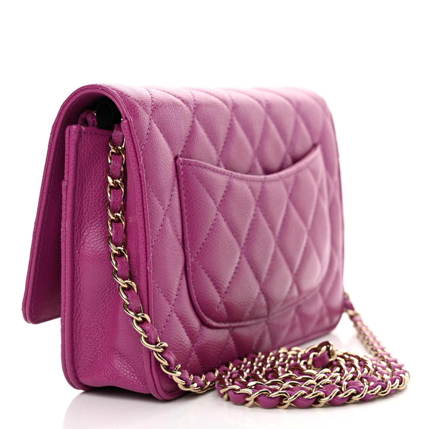 Caviar Quilted Wallet on Chain WOC Purple
