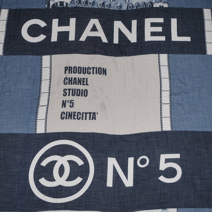 Chanel Cashmere CC Cinema Scarf Blue White 3 of 5