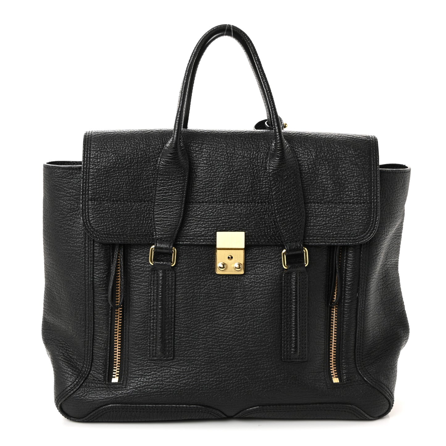 Textured Calfskin Large Pashli Satchel Black