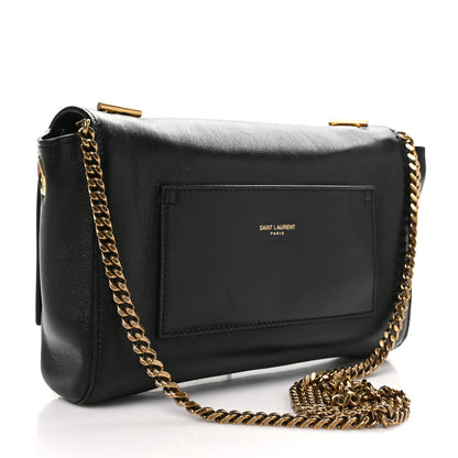 Saint Laurent Smooth Calfskin Suede Small Reversible Monogram Kate Satchel Black 5 of 18