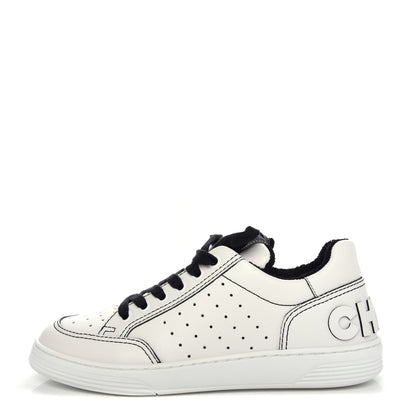 Chanel Calfskin Womens Logo Sneakers 36.5 White Black 1 of 11