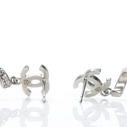 Chanel Pearl Crystal CC Drop Earrings Silver 3 of 4