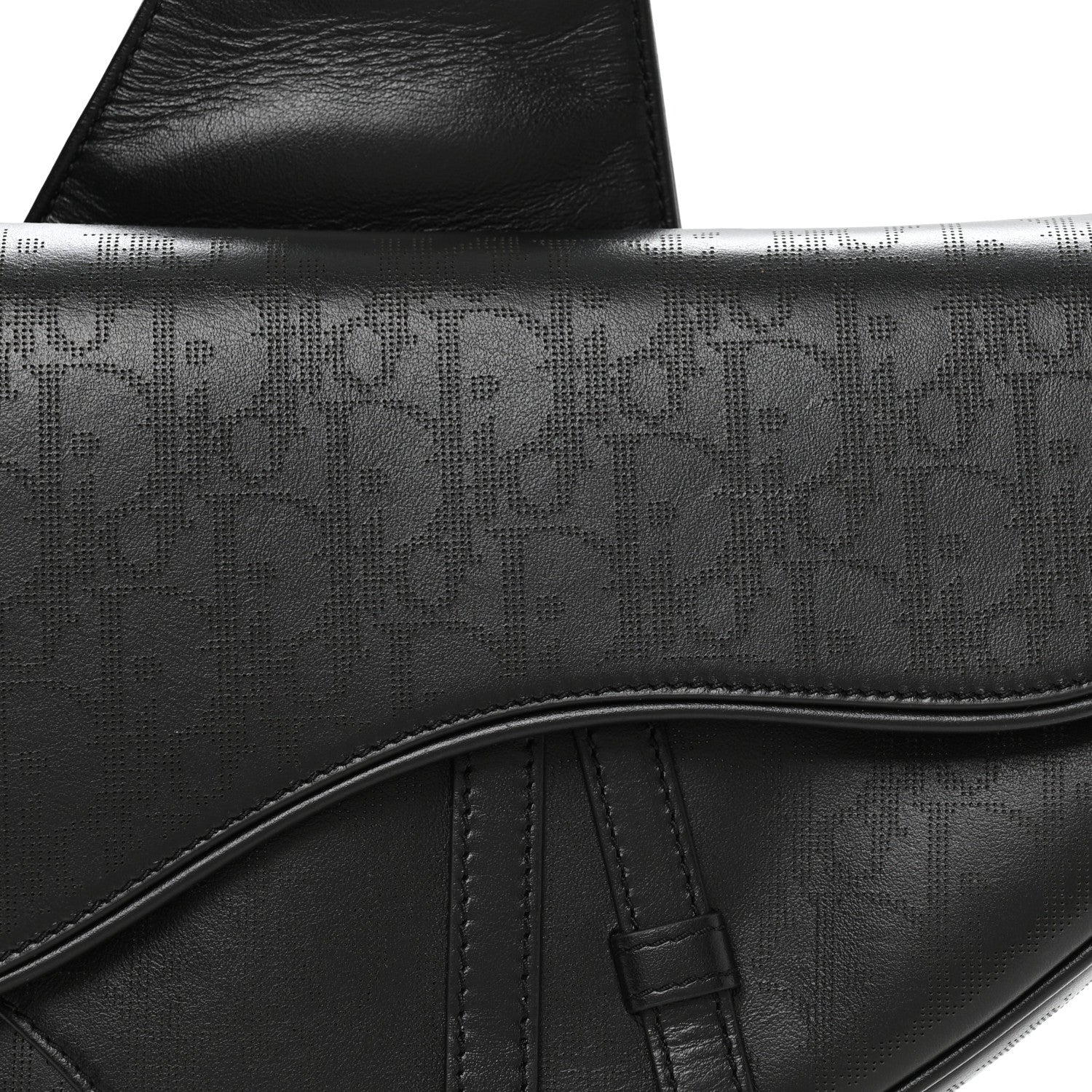 Christian Dior Calfskin Perforated Oblique Galaxy Mens Saddle Bag Black 8 of 11