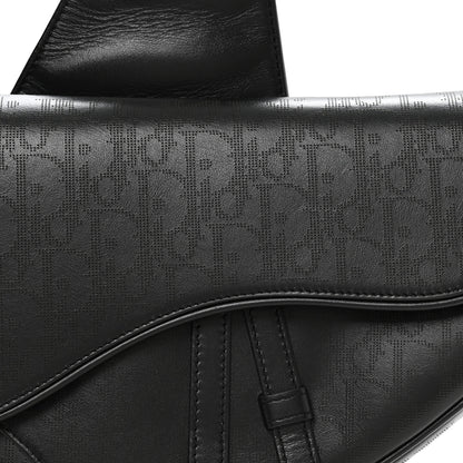 Christian Dior Calfskin Perforated Oblique Galaxy Mens Saddle Bag Black 8 of 11