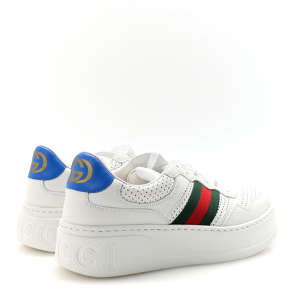 Gucci Calfskin Web Perforated Womens Platform 55mm Sneakers 39.5 White Bright Splash 5 of 9