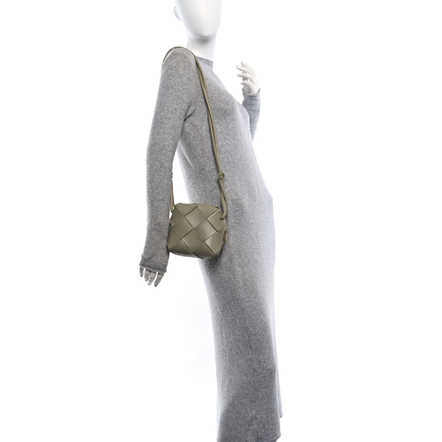 Lambskin Maxi Intrecciato Mini Cassette Camera Bag Travertine