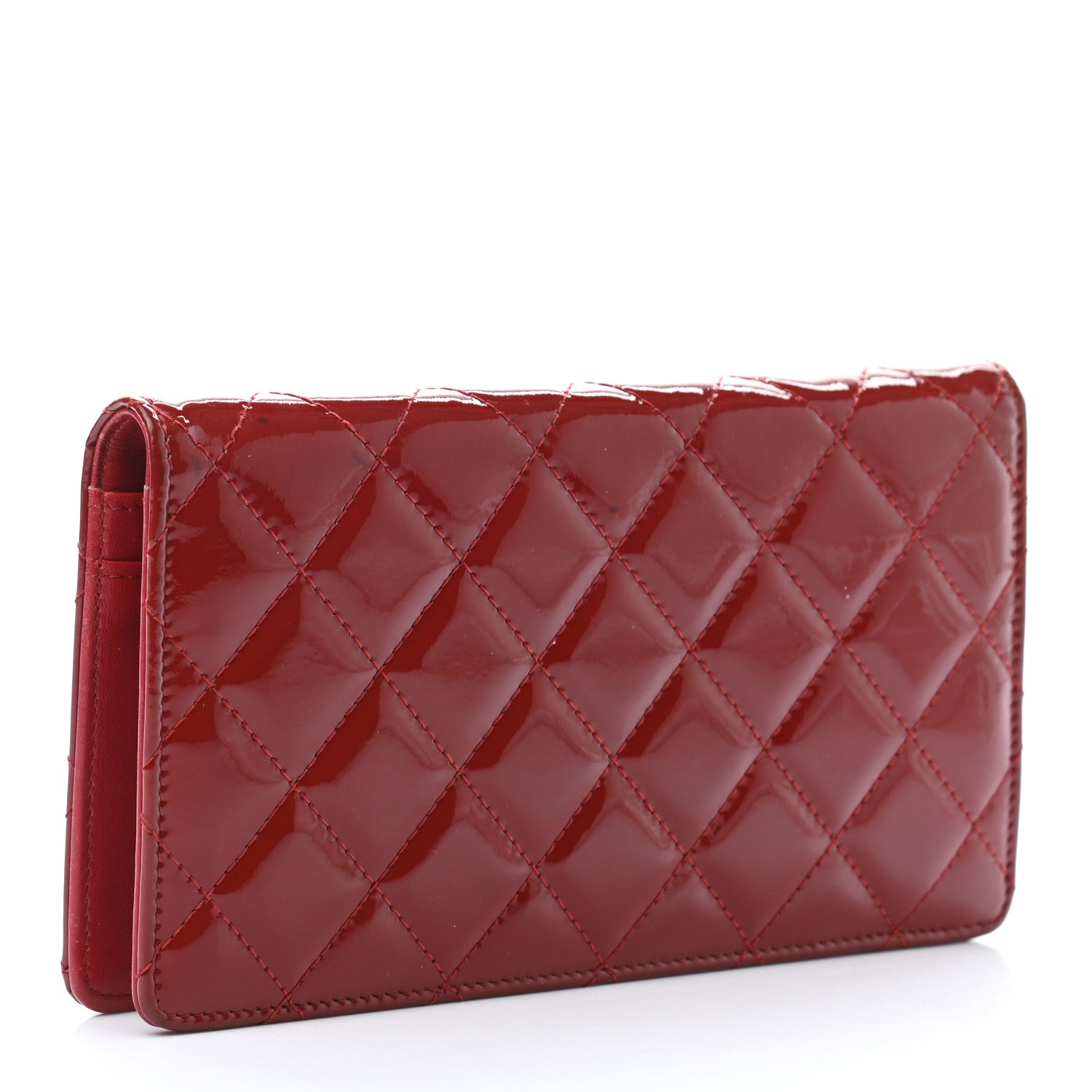 Chanel Patent Quilted Brilliant Yen Wallet Red 3 of 10